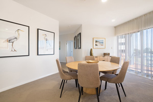 The Dining Room of the Three Bedroom Apartment at Boulevard Apartments.