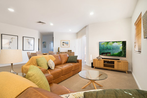 The Living Room of the Three Bedroom Apartment at Boulevard Apartments.