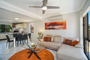 The Living Room of Centennial Terrace Apartments Superior 2 Bedroom Unit.