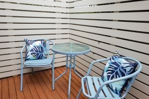 One of the Private Courtyards at Mayfield Short Stay Apartments.