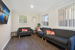 The Living Room of a 5 Bedroom Townhouse Apartment at Birmingham Gardens Townhouses.