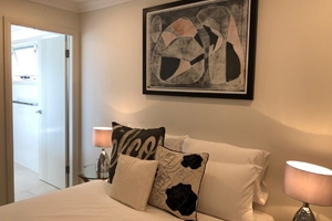 The Master Bedroom of a 3 Bedroom Townhouse Apartment at Adamstown Townhouses.