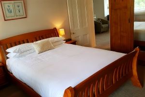 The main bedroom in the Vista Apartment.